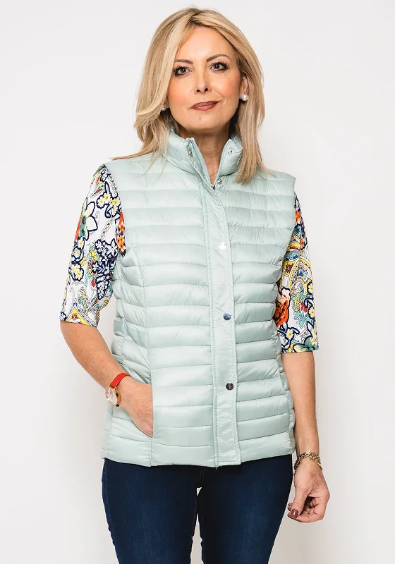 Casual Wear Looks Leon Collection Ribbon Trim Quilted Gilet, Mint Green