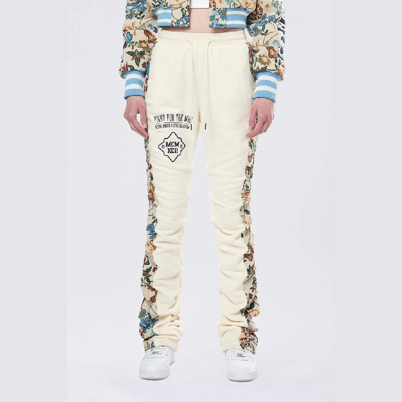 Vintage Simplicity High Rise Stacked Tapestry Stacked Fleece Pants - Botanic
