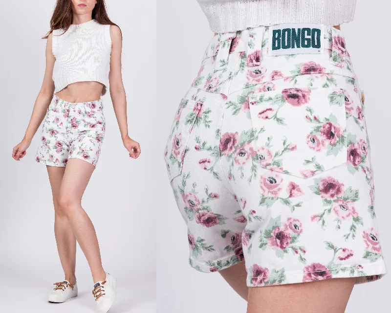 Urban Style Vintage Bongo High Waisted Floral Jean Shorts - Petite Extra Small, 24"