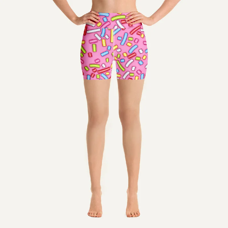 Street Look Pink Donut Sprinkles High-Waisted Shorts