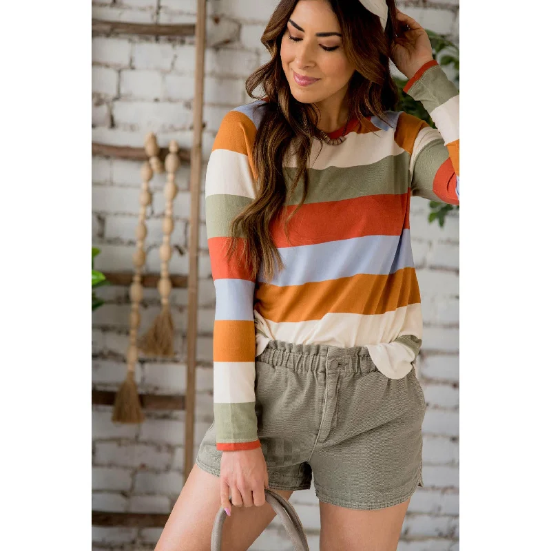 Colorful Stripe Solid Bottom Tee