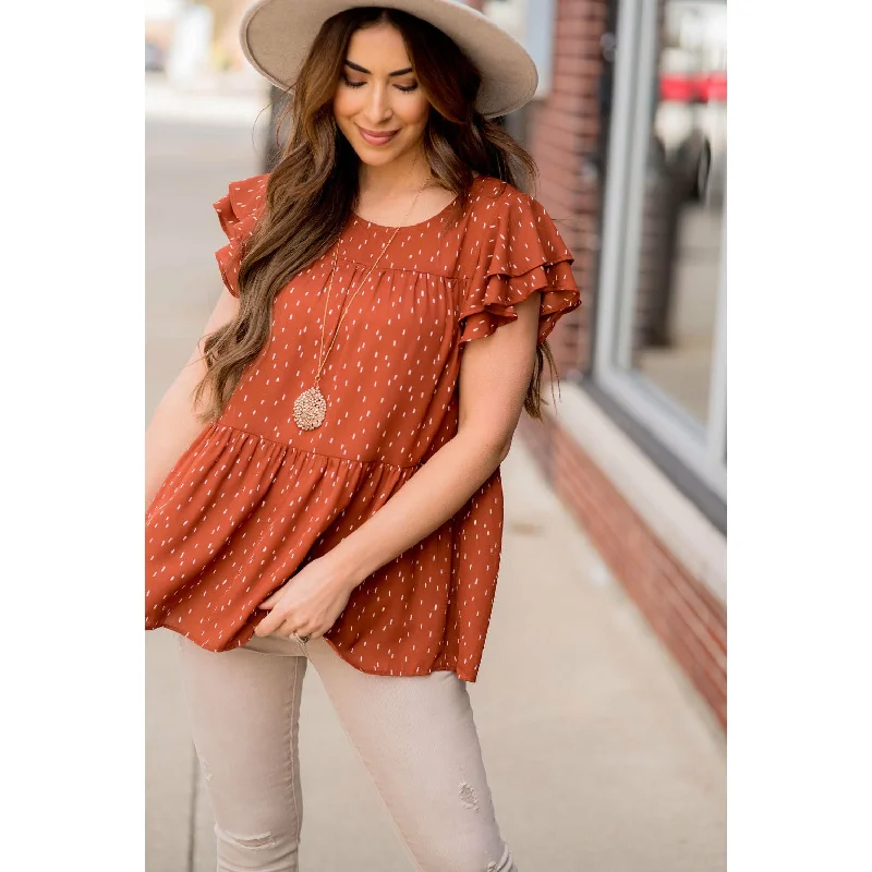 Short Sleeve Dash Patterned Blouse