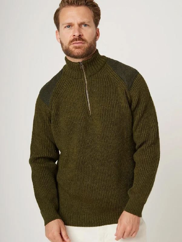 Foxton Zip Neck Sweater - Olive