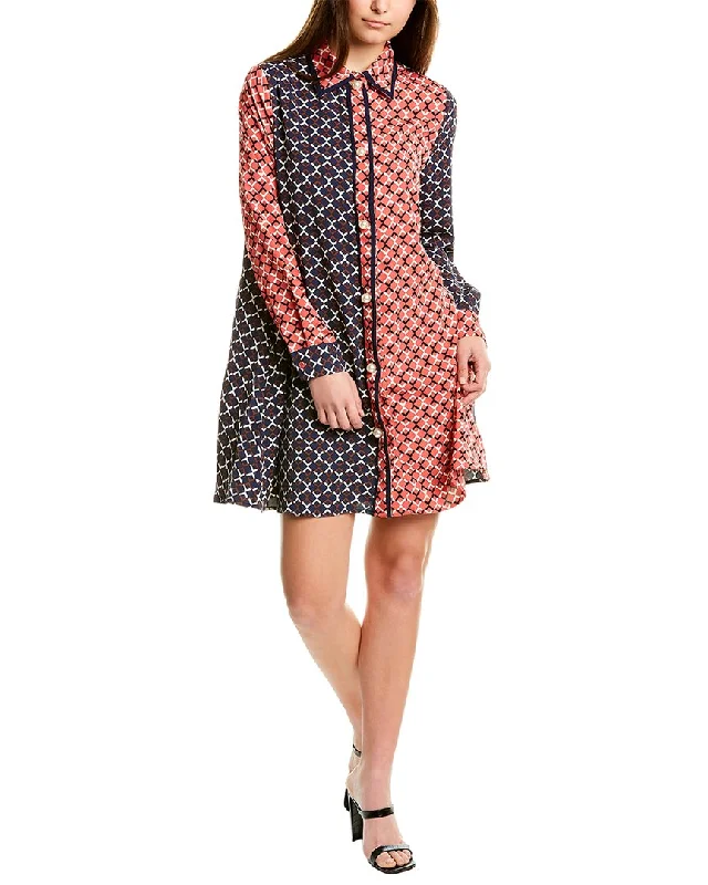 Gracia Two Tones Lockheart Print Shirtdress