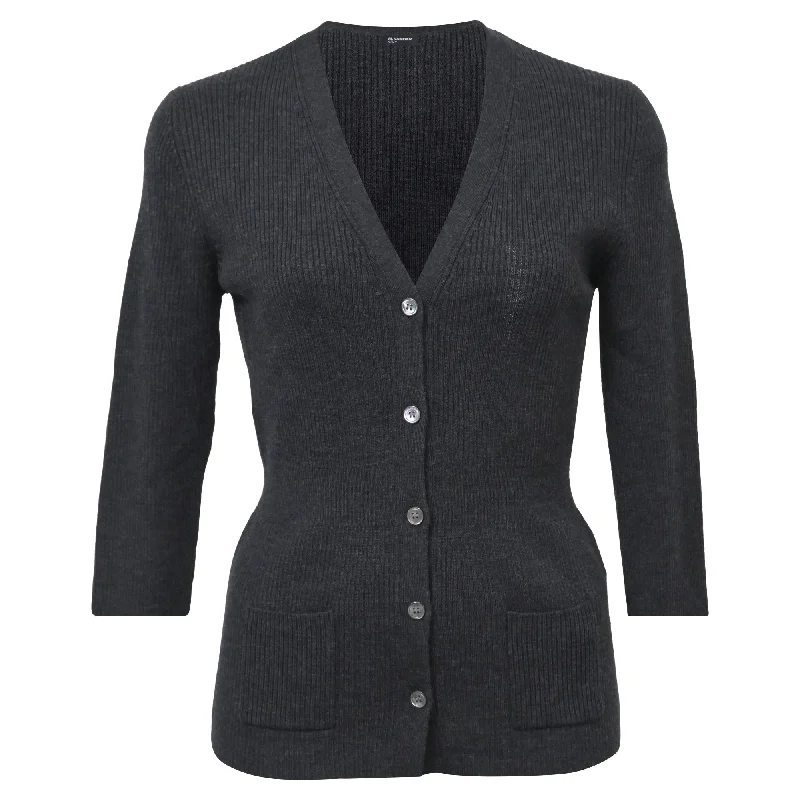 Jil Sander Buttoned Cardigan in Grey Wool