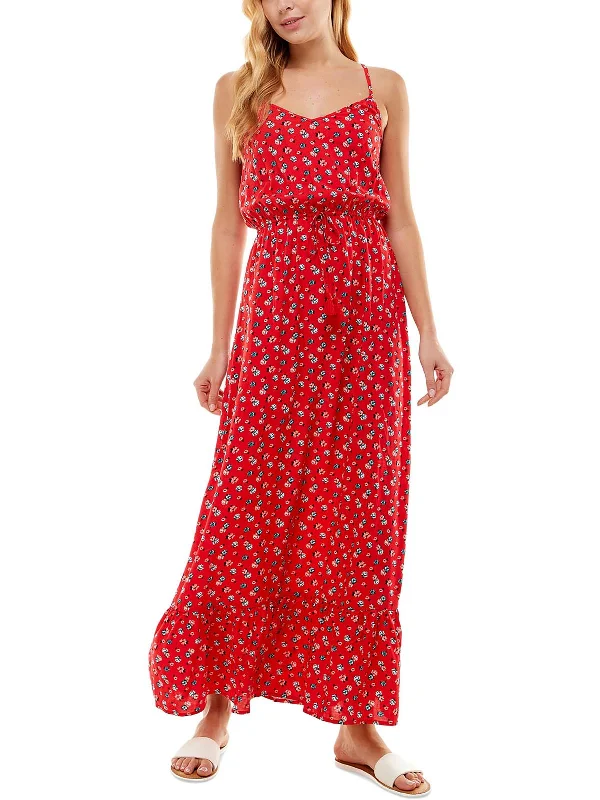 Juniors Womens Floral Criss Cross Maxi Dress