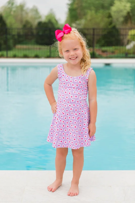 Kid's Kick It With Me In Flower Power Scoop Neck Active Dress Tori X Pink Lily FINAL SALE