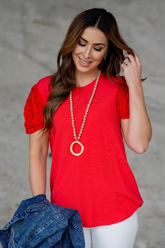 Lace Puff Sleeve Tee