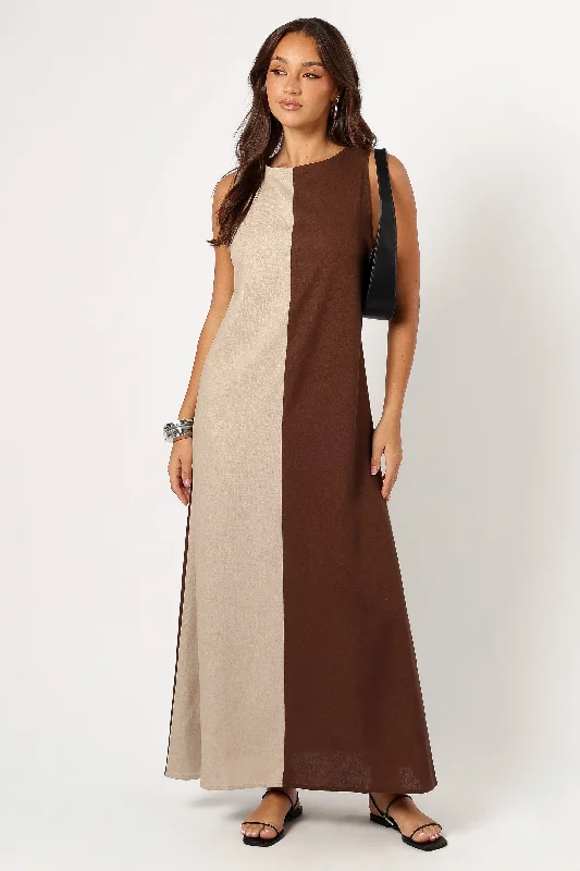 Lindi Maxi Dress - Brown/Beige