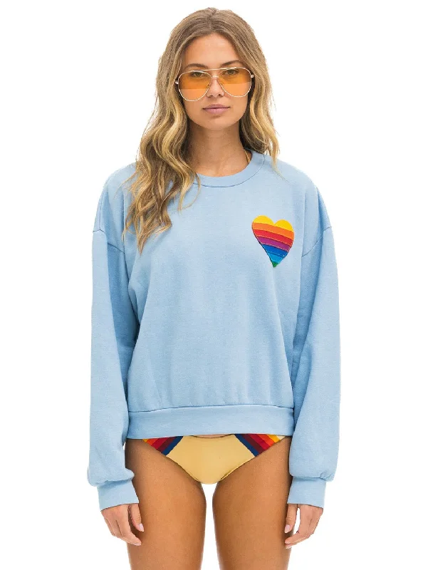 Rainbow Heart Stitch Crew Sweatshirt - Ice