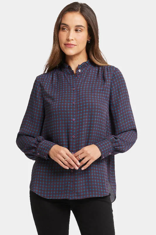 Ruffle Neck Blouse - Plum Trail