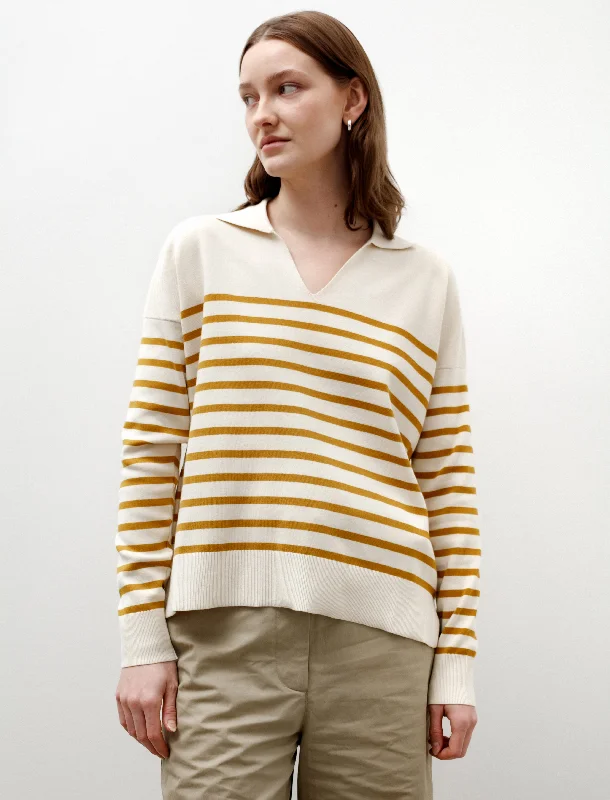 Open Neck Jumper Ecru/Cider