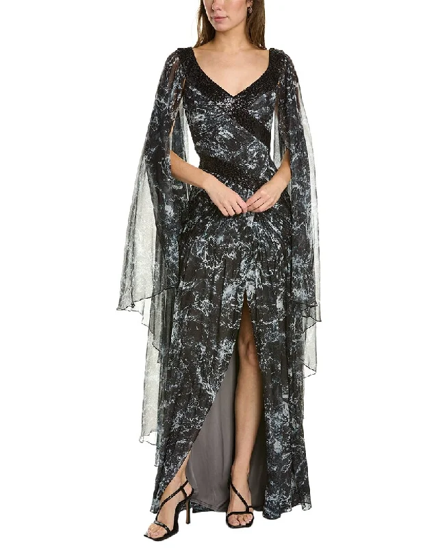 Tadashi Shoji Cape Sleeve Gown