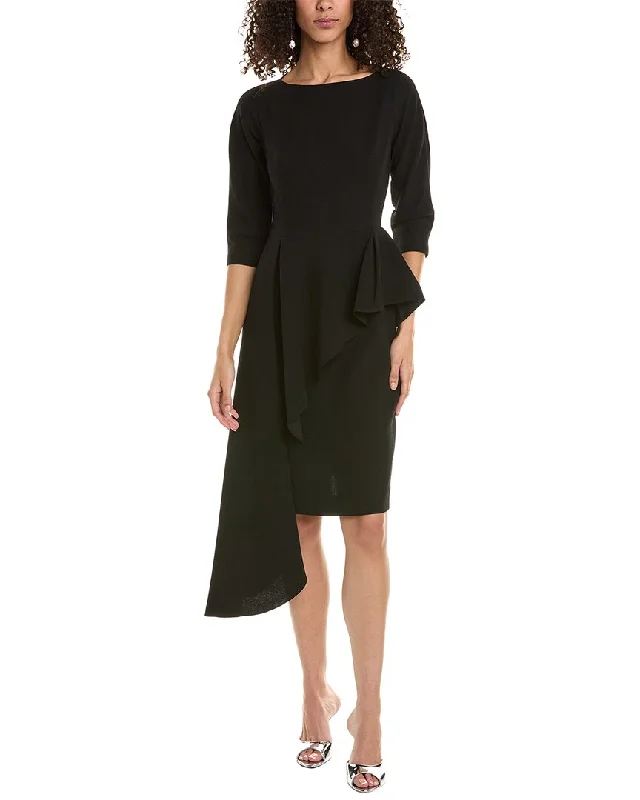 Teri Jon by Rickie Freeman Crepe Asymmetrical Peplum Sheath Dress