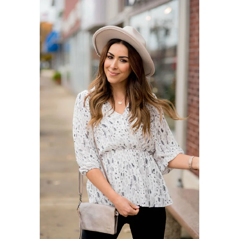 Watercolored Marble Wrapped 3/4 Blouse