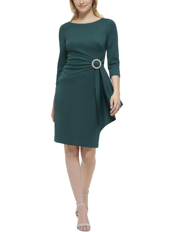 Womens Embellished Knee Length Shift Dress