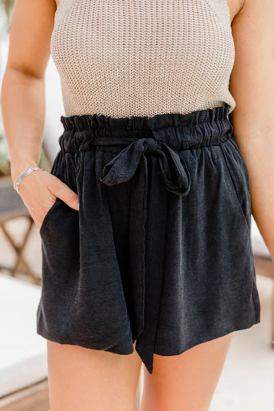 Coast To Coast Black Paperbag Shorts FINAL SALE