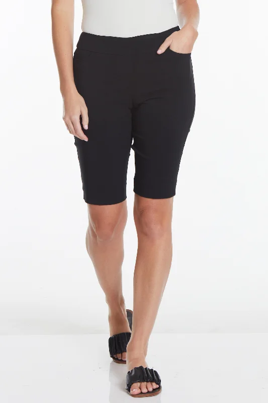 Pull On Black Walking Shorts With Pockets