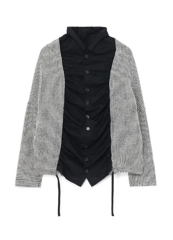 HOUNDSTOOTH JACQUARD LAYERED LONG SLEEVE SHIRT