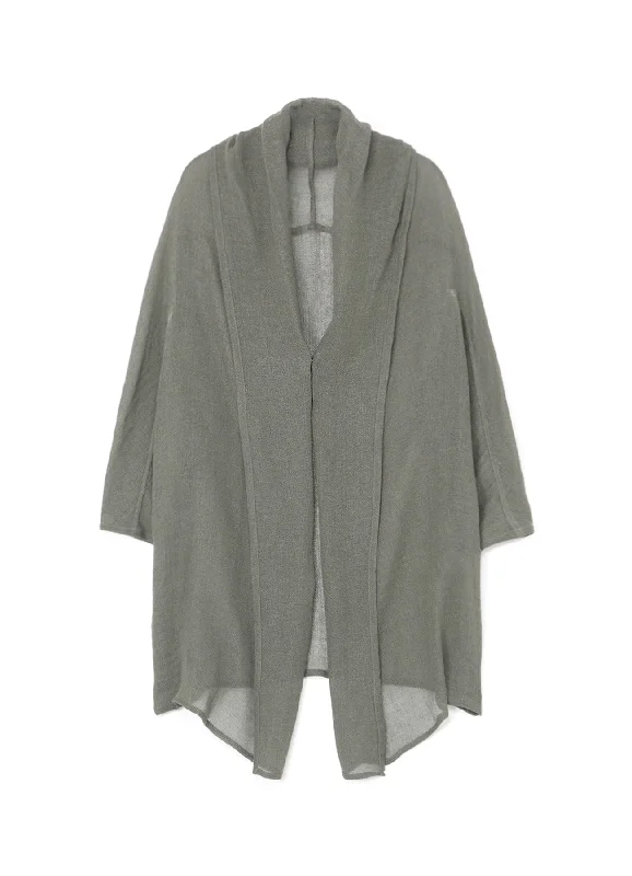 LENO CLOTH SHAWL COLLAR LONG CARDIGAN