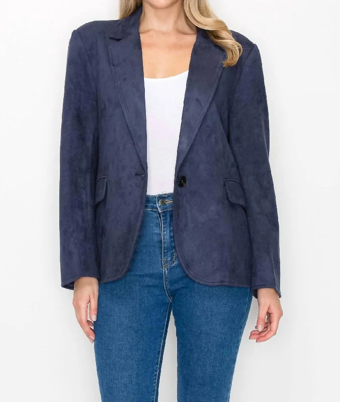 Amy Suede Blazer In Navy