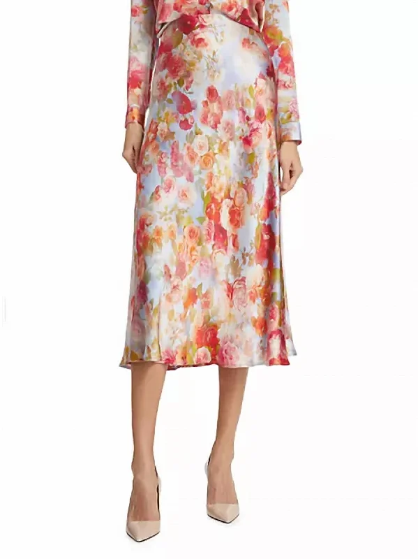 Clarisa Silk Skirt In Cloud Floral