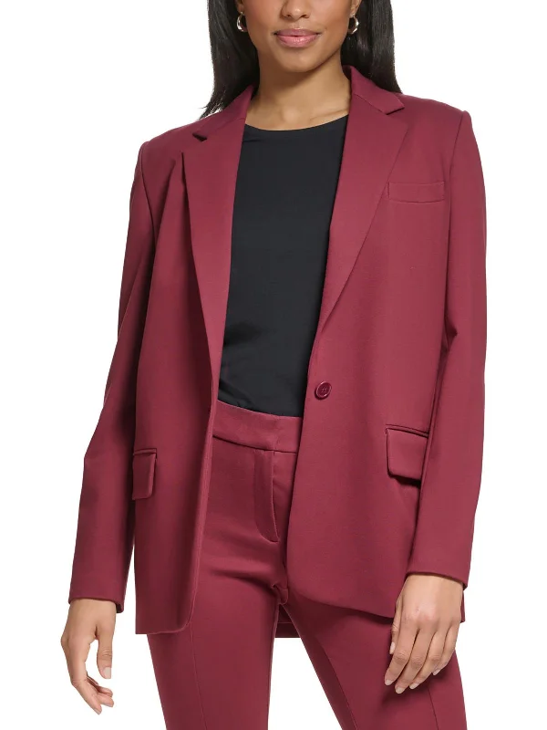 Petites Womens Office Business One-Button Blazer