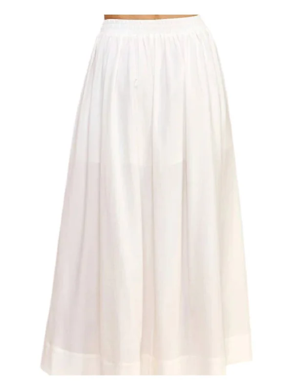 Pintuck A-Line Maxi Skirt In Off White