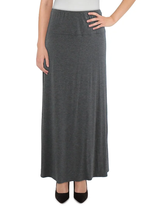 Plus Womens Heathered Long Maxi Skirt