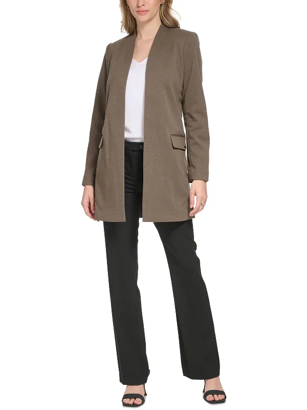 Womens Collarless Suit Separate Open-Front Blazer