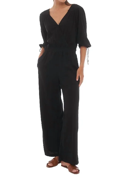 All In One Amalfi Jumpsuit In Solid Black