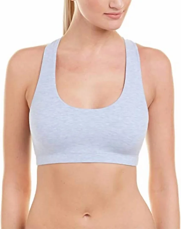 Cotton Racerback Bralette In Heathered Cloud