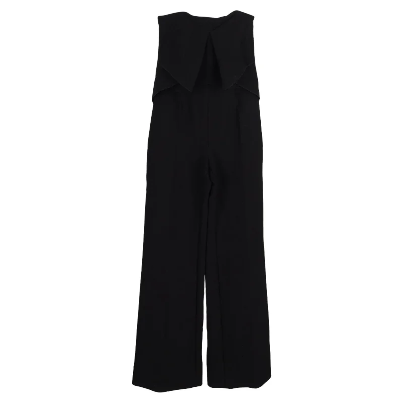 Roland Mouret Strapless Jumpsuit in Black Wool