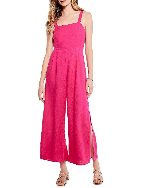 Rumba Park Womens Linen Blend Smocked Jumpsuit