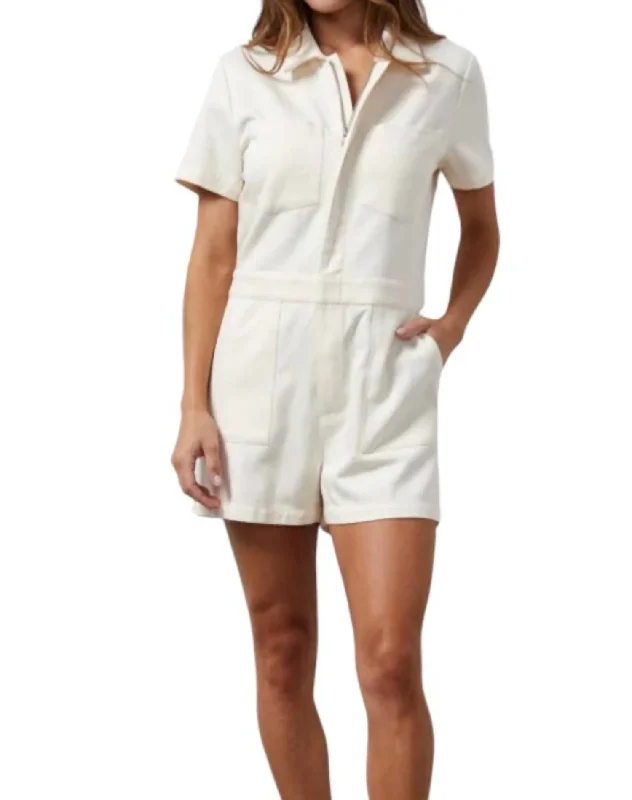 Soft Twill Romper In Bone