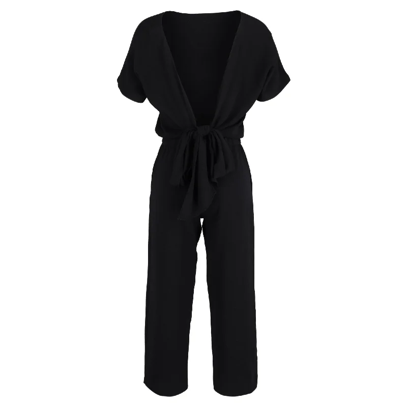 Vanessa Bruno Bow Detail Back Jumpsuit in Black Cotton