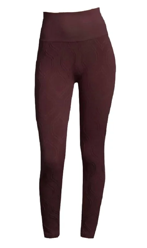 Women Tribeca High Rise Compression Leggings In Burgundy