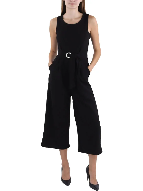 Womens Belted Wide Leg Jumpsuit