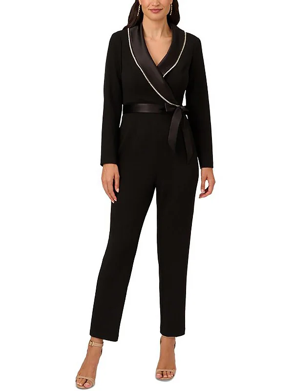 Womens Embellished Tuxedo Jumpsuit