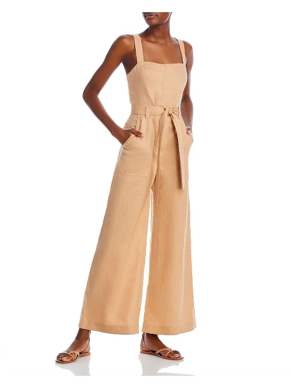 Womens Linen Square neck Jumpsuit