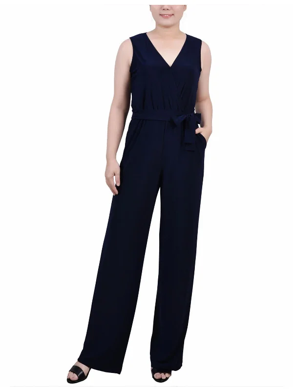 Womens Polka Dot Belted Jumpsuit