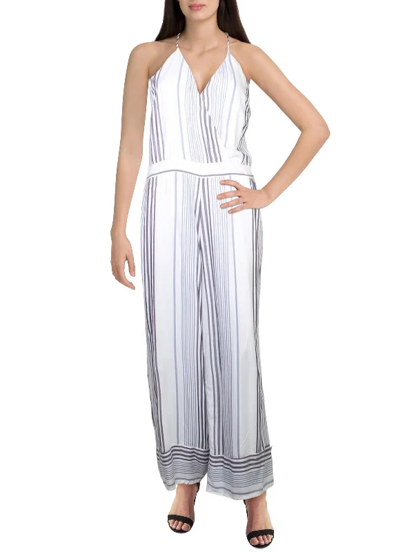 Womens Striped Culotte Jumpsuit