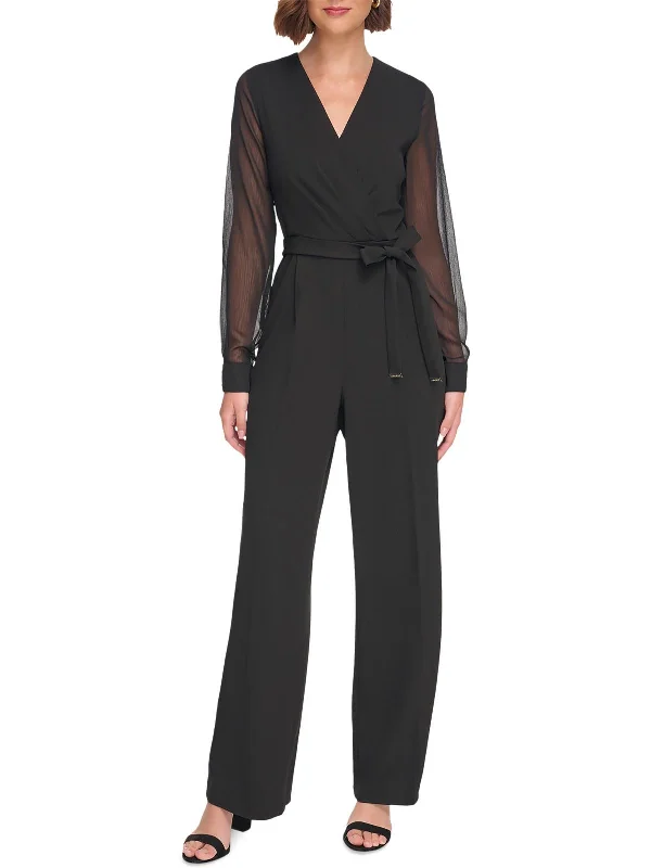 Womens Surplice Wide Leg Jumpsuit