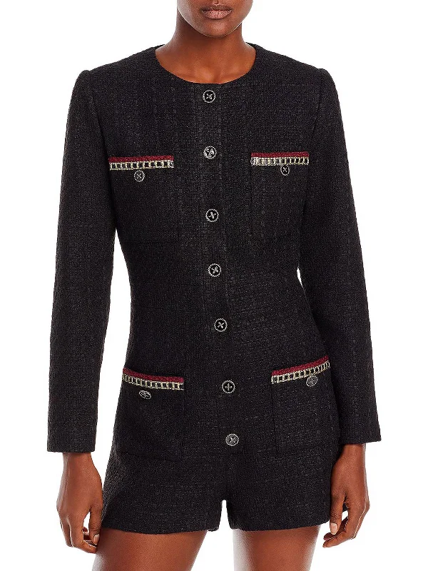 Womens Tweed Long Sleeve Romper