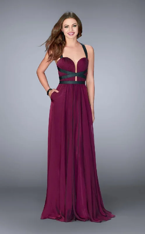 La Femme - 24536 Strappy Back Sweetheart Chiffon Long Prom Dress