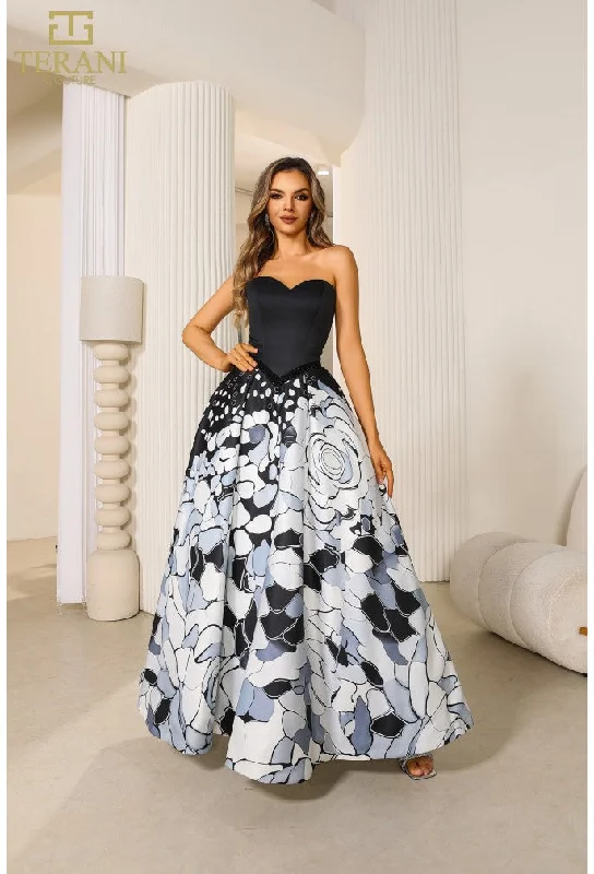 Terani Couture 251P4373 Printed Long Ball Gown Formal Prom Dress