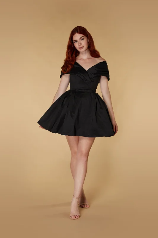 Belle Bardot Mini Dress with Voluminous Tulle Skirt